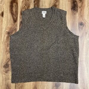 L.L. BEAN 100% Shetland Wool Sweater Vest Men's XL Brown Pullover Outdoor Warm